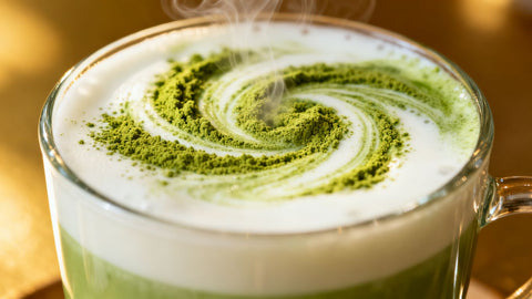 Dunkin' Donuts matcha latte with green tea and milk.