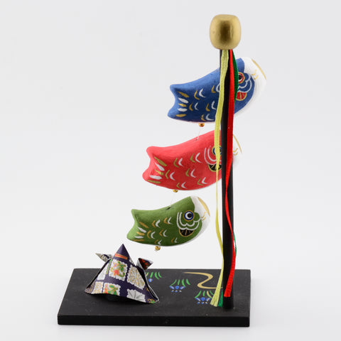 Japanese Mini Koinobori Carp Streamer & Samurai Helmet Display