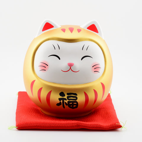 Yakushigama Good Luck Cat Daruma Piggy Bank