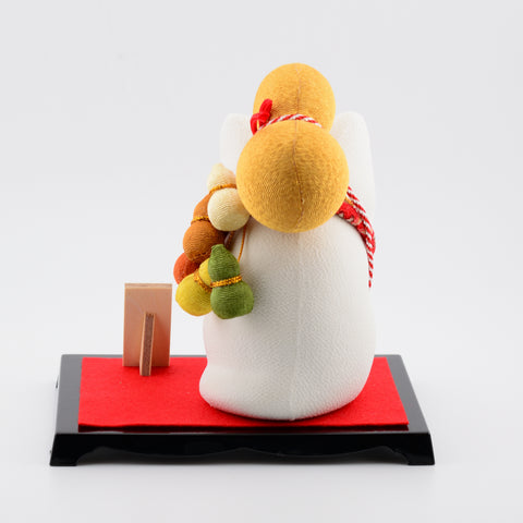 Chirimen Japanese Lucky Cat Figurine with Six Gourds