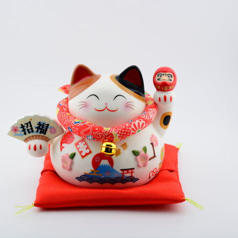 Ceramic Mt. Fuji Maneki Neko Piggy Bank
