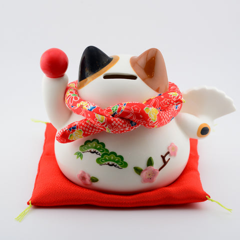 Ceramic Mt. Fuji Maneki Neko Piggy Bank