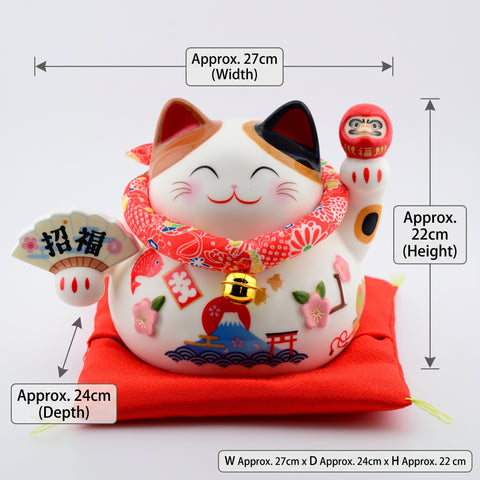 Ceramic Mt. Fuji Maneki Neko Piggy Bank